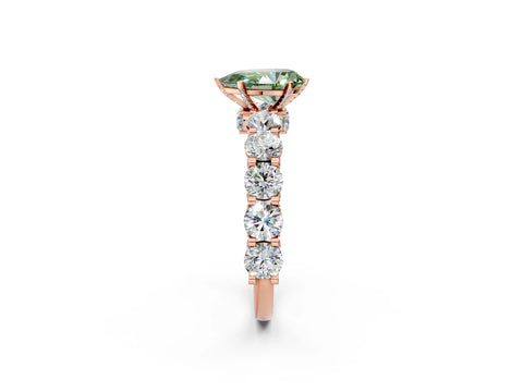 Rose gold Fancy Green Pear Cut Diamond Side Stone Engagement Ring with Four-Prong Setting_38