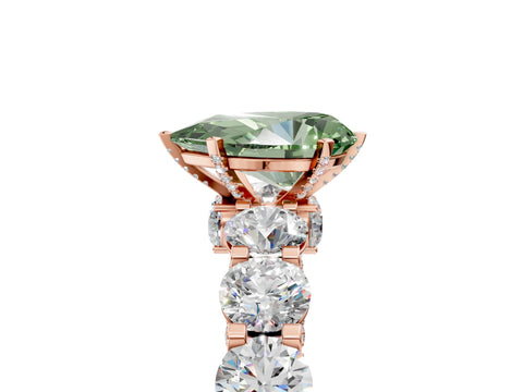 Rose gold Fancy Green Pear Cut Diamond Side Stone Engagement Ring with Four-Prong Setting_41