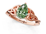 Rose gold Fancy Green Pear Cut Diamond Solitaire Celtic Knot Ring with Four-Prong Setting_42