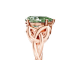 Rose gold Fancy Green Pear Cut Diamond Solitaire Celtic Knot Ring with Four-Prong Setting_46
