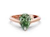 Rose gold Fancy Green Pear Cut Diamond Solitaire Engagement Ring with Cathedral Setting and Four-Prong Mount_24