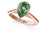 Rose gold Fancy Green Pear Cut Diamond Solitaire Engagement Ring with Cathedral Setting and Four-Prong Mount_25