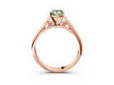 Rose gold Fancy Green Pear Cut Diamond Solitaire Engagement Ring with Cathedral Setting and Four-Prong Mount_27