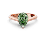 Rose gold Fancy Green Pear Cut Diamond Solitaire Engagement Ring with Cathedral Setting and Four-Prong Mount_30