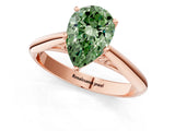 Rose gold Fancy Green Pear Cut Diamond Solitaire Engagement Ring with Cathedral Setting and Four-Prong Mount_31