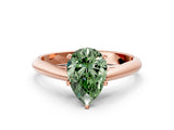 Rose gold Fancy Green Pear Cut Diamond Solitaire Engagement Ring with Cathedral Setting and Four-Prong Mount_66