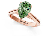 Rose gold Fancy Green Pear Cut Diamond Solitaire Engagement Ring with Cathedral Setting and Four-Prong Mount_67