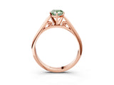 Rose gold Fancy Green Pear Cut Diamond Solitaire Engagement Ring with Cathedral Setting and Four-Prong Mount_69