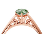 Rose gold Fancy Green Pear Cut Diamond Solitaire Engagement Ring with Cathedral Setting and Four-Prong Mount_70