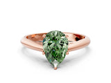 Rose gold Fancy Green Pear Cut Diamond Solitaire Engagement Ring with Cathedral Setting and Four-Prong Mount_99