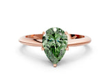 Rose gold Fancy Green Pear Cut Diamond Solitaire Engagement Ring with Classic Band and Four-Prong Setting_24