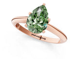 Rose gold Fancy Green Pear Cut Diamond Solitaire Engagement Ring with Classic Band and Four-Prong Setting_25