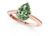 Rose gold Fancy Green Pear Cut Diamond Solitaire Engagement Ring with Classic Band and Four-Prong Setting_87
