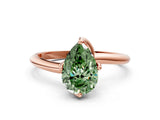Rose gold Fancy Green Pear Cut Diamond Solitaire Engagement Ring with Four-Prong Setting and Classic Band_20