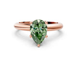 Rose gold Fancy Green Pear Cut Diamond Solitaire Engagement Ring with Round Band and Four-Prong Setting_167