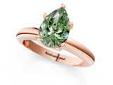 Rose gold Fancy Green Pear Cut Diamond Solitaire Engagement Ring with Round Band and Four-Prong Setting_168