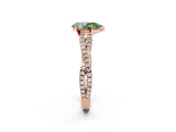 Rose gold Fancy Green Pear Cut Diamond Solitaire Engagement Ring with Twisted Pavé Band and Four-Prong Setting_46