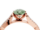 Rose gold Fancy Green Pear Cut Diamond Solitaire Engagement Ring with Twisted Pavé Band and Four-Prong Setting_48