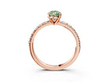 Rose gold Fancy Green Pear Cut Diamond Solitaire Pavé Engagement Ring with Round Band and Prong Setting_37