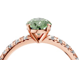 Rose gold Fancy Green Pear Cut Diamond Solitaire Pavé Engagement Ring with Round Band and Prong Setting_38