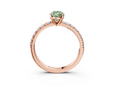 Rose gold Fancy Green Pear Cut Diamond Solitaire Pavé Engagement Ring with Round Band and Prong Setting_55
