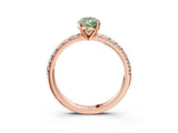 Rose gold Fancy Green Pear Cut Diamond Solitaire Pavé Engagement Ring with Round Band and Prong Setting_73