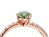 Rose gold Fancy Green Pear Cut Diamond Solitaire Pavé Engagement Ring with Round Band and Prong Setting_74