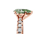 Rose gold Fancy Green Pear Cut Diamond Solitaire Pavé Engagement Ring with Round Band and Prong Setting_75