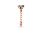 Rose gold Fancy Green Pear Cut Diamond Solitaire Ring with Beaded Band and Prong Setting_286