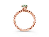 Rose gold Fancy Green Pear Cut Diamond Solitaire Ring with Beaded Band and Prong Setting_287