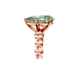 Rose gold Fancy Green Pear Cut Diamond Solitaire Ring with Beaded Band and Prong Setting_289