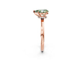 Rose gold Fancy Green Pear Cut Diamond Solitaire Ring with Classic Band and Four-Prong Setting_2