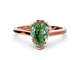 Rose gold Fancy Green Pear Cut Diamond Solitaire Ring with Flower Prong Setting and Classic Band_36
