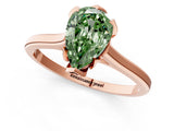Rose gold Fancy Green Pear Cut Diamond Solitaire Ring with Flower Prong Setting and Classic Band_37