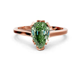 Rose gold Fancy Green Pear Cut Diamond Solitaire Ring with Flower Prong Setting and Classic Band_67