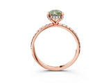 Rose gold Fancy Green Pear Cut Diamond Solitaire Ring with Four-Prong Setting and Pavé Band_6