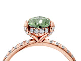 Rose gold Fancy Green Pear Cut Diamond Solitaire Ring with Four-Prong Setting and Pavé Band_7
