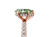 Rose gold Fancy Green Pear Cut Diamond Solitaire Ring with Four-Prong Setting and Pavé Band_8