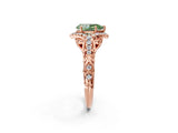 Rose gold Fancy Green Pear Cut Diamond Solitaire Ring with Hidden Halo and Pavé Band_29