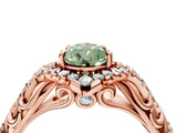 Rose gold Fancy Green Pear Cut Diamond Solitaire Ring with Hidden Halo and Pavé Band_31