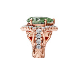 Rose gold Fancy Green Pear Cut Diamond Solitaire Ring with Hidden Halo and Pavé Band_32