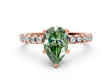 Rose gold Fancy Green Pear Cut Diamond Solitaire Ring with Pavé Band and Four-Prong Setting_44