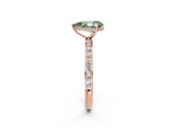 Rose gold Fancy Green Pear Cut Diamond Solitaire Ring with Pavé Band and Hidden Halo_22