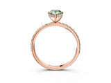 Rose gold Fancy Green Pear Cut Diamond Solitaire Ring with Pavé Band and Hidden Halo_23