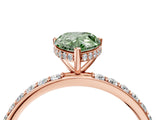 Rose gold Fancy Green Pear Cut Diamond Solitaire Ring with Pavé Band and Hidden Halo_24