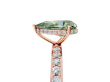 Rose gold Fancy Green Pear Cut Diamond Solitaire Ring with Pavé Band and Hidden Halo_25