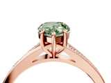 Rose gold Fancy Green Pear Cut Diamond Solitaire Ring with Pavé Band and Prong Setting_16