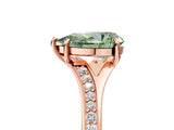 Rose gold Fancy Green Pear Cut Diamond Solitaire Ring with Pavé Band and Prong Setting_17