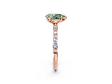 Rose gold Fancy Green Pear Cut Diamond Solitaire Ring with Pave Band and Four Prong Setting_94