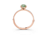 Rose gold Fancy Green Pear Cut Diamond Solitaire Ring with Pave Band and Four Prong Setting_95